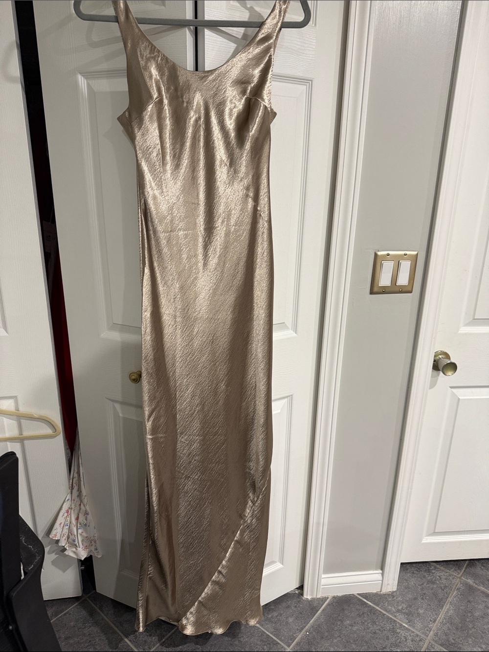 ASOS Champagne Satin Slip Maxi Dress